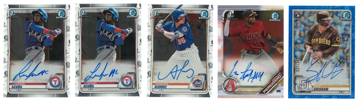 2019-20 Bowman Chrome Lot of (5) Signed Rookie Cards Featuring Trent Grisham, Luisangel Acuna & More!